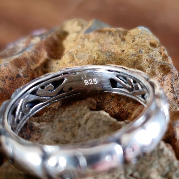 Sterling Silver 925 Elephant Design Eternity Band Ring Size 10 Inside Scrollwork - Picture 5 of 7